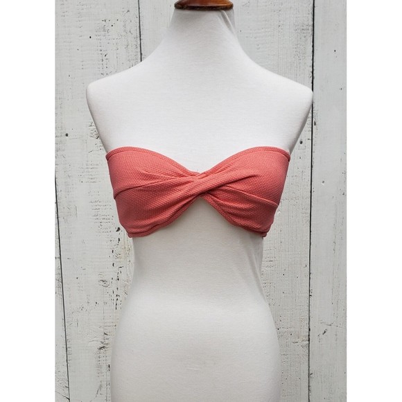 Seafolly Other - Seafolly Strapless Coral Pink Scale Design Bikini Top Womens SZ 16 NEW